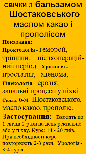 Свічки з бальзамом Шостаковского, маслом какао і прополісом, 10 шт 1335500171 фото