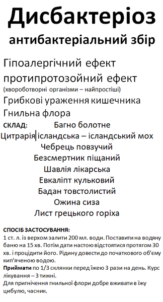 Збір/чай при дисбактеріозі (антибактеріальний збір), 80 грам 1225862842 фото